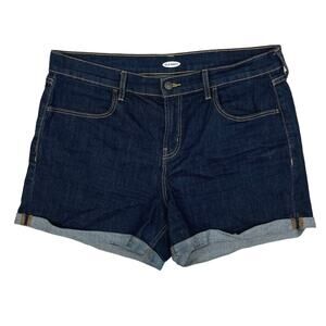 Old Navy Women's Blue Solid High Rise Boyfriend Denim Jeans Mini Shorts Size 14